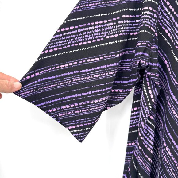 Catherines Black & Purple Chevron Tunic Top 1X 18/20 V-Neck 3/4 Sleeve Stretch P - Picture 4 of 7